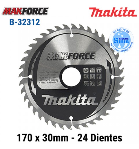 Disco Makita Makforce 170 x 30mm 40 Dientes B-32312