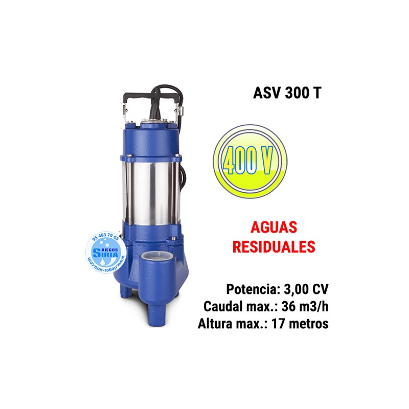 Bomba Sumergible Achique Aguas Residuales Fundición ASV 300T 3,00CV 400V ASV300T
