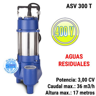 Bomba Sumergible Achique Aguas Residuales Fundición ASV 300T 3,00CV 400V ASV300T