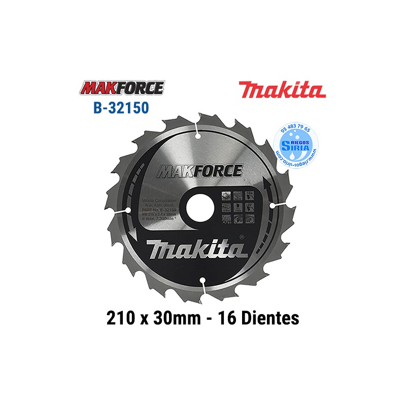 Disco Makita Makforce 210 x 30mm 16 Dientes B-32150
