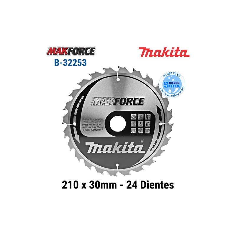 Disco Makita Makforce 210 x 30mm 24 Dientes B-32253