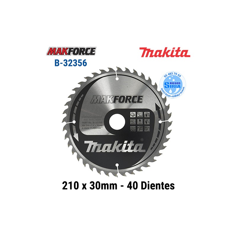 Disco Makita Makforce 210 x 30mm 40 Dientes B-32356