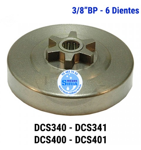 Piñón Cadena 3/8" BP 6 Dientes Corona Fija Compatible DCS340 DCS341 DCS400 DCS401 120025
