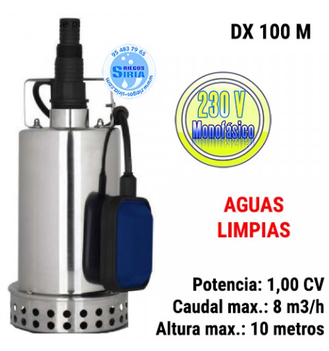 Bomba Sumergible Achique Aguas Limpias DX 100M 1,00CV 230V II DX100M
