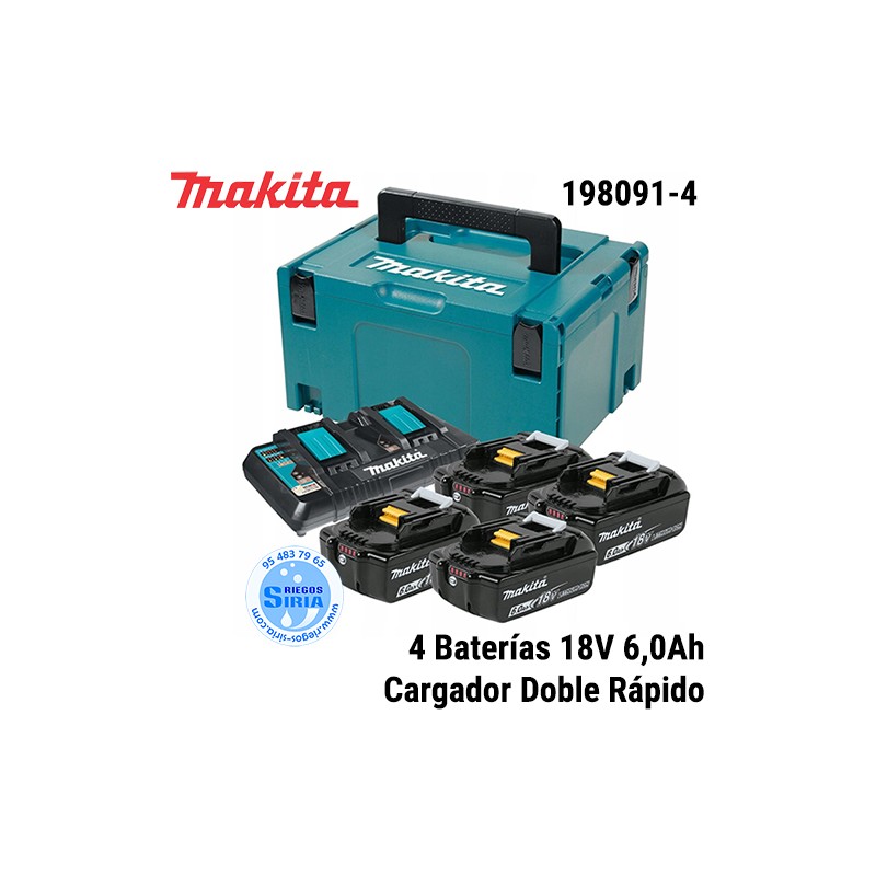 Kit Fuente de Alimentación Makita 4 Baterías 18V 6Ah 198091-4
