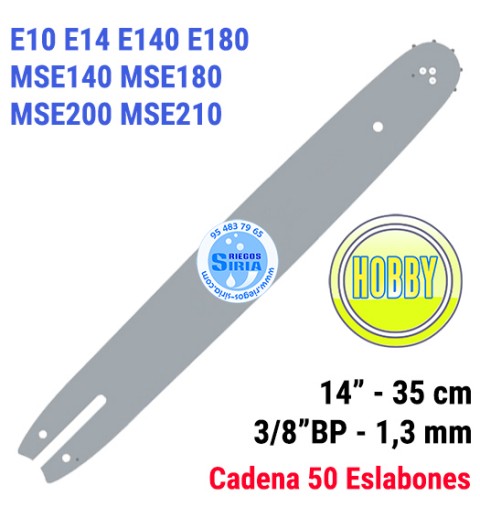 Espada Hobby 3/8"BP 1,3mm 35cm adap E10 E14 E140 E180 MSE140 MSE180 MSE200 MSE210 120095
