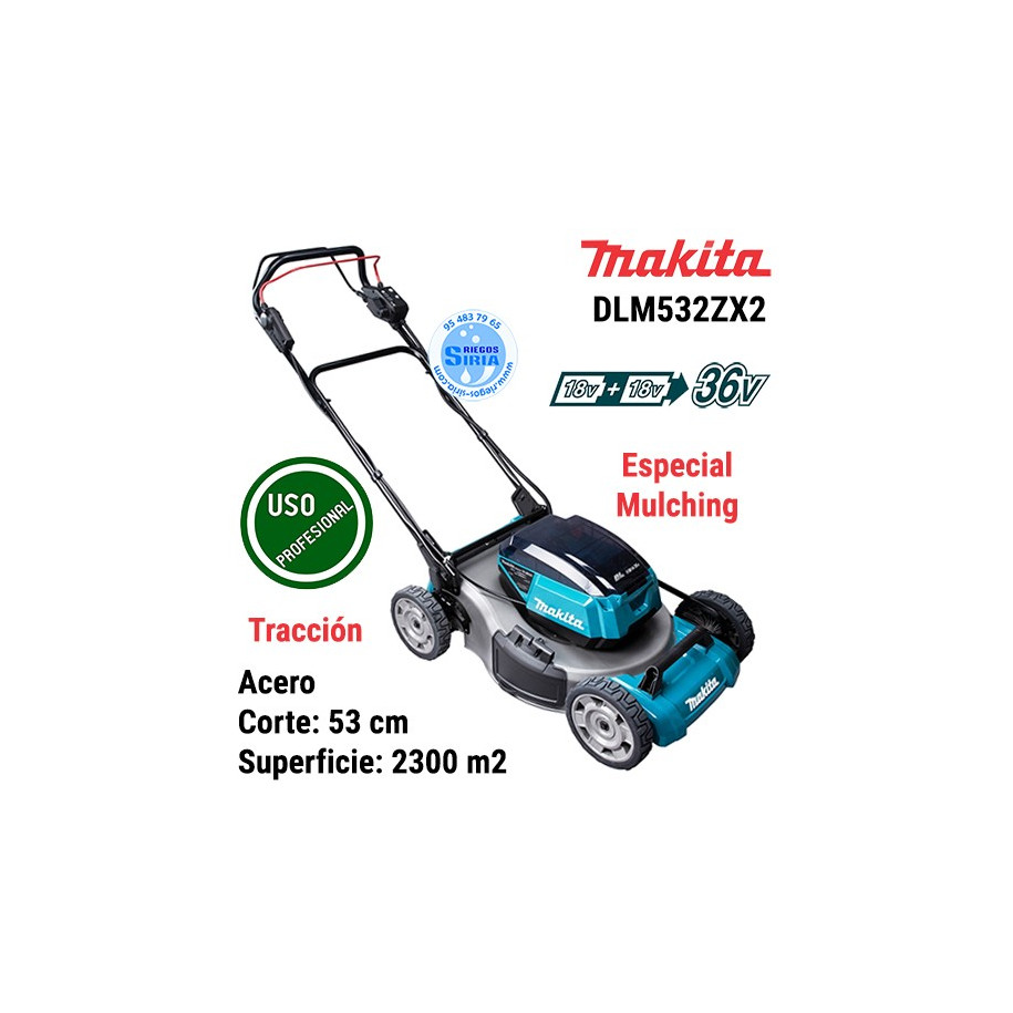 Cortacésped 18Vx2 LXT BL 53cm Tracción Acero Mulching DLM532ZX2 DLM532ZX2