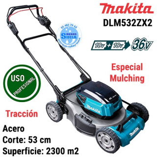 Cortacésped 18Vx2 LXT BL 53cm Tracción Acero Mulching DLM532ZX2 DLM532ZX2