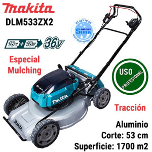 Cortacésped 18Vx2 LXT BL 53cm Tracción Aluminio Mulching DLM533ZX2 DLM533ZX2