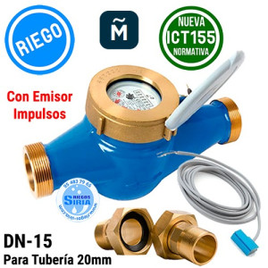 Contador Chorro Múltiple Fundición Riego Homologado ICT155 DN15 con Emisor Impulsos CCME15