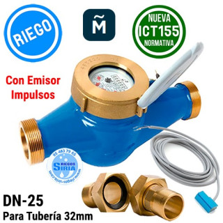 Contador Chorro Múltiple Fundición Riego Homologado ICT155 DN25 con Emisor Impulsos CCME25