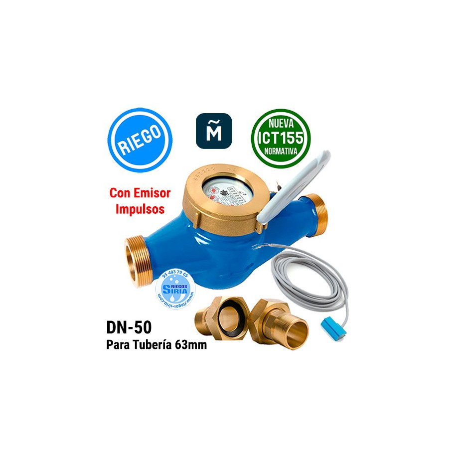 Contador Chorro Múltiple Fundición Riego Homologado ICT155 DN50 con Emisor Impulsos CCME50