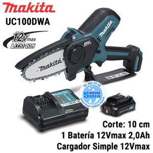 UC100DWA Makita SIERRA de PODA 12Vmax 10cm 1 Batería 2Ah