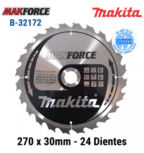 Disco Makita Makforce 270 x 30mm 24 Dientes B-32172