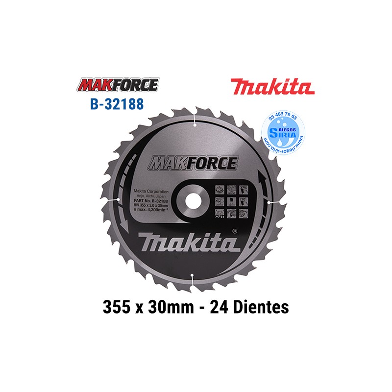 Disco Makita Makforce 355 x 30 mm 24 Dientes B-32188