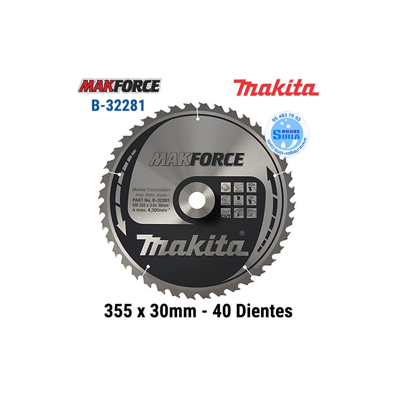 Disco Makita Makforce 355 x 30 mm 40 Dientes B-32281