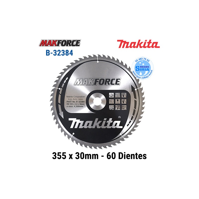 Disco Makita Makforce 355 x 30 mm 60 Dientes B-32384