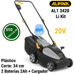 Cortacésped Alpina 20V 34cm 2Bat 2,0Ah AL1 3420 Li Kit 291342064/A21