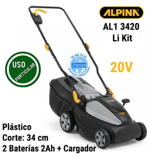 Cortacésped Alpina 20V 34cm 2Bat 2,0Ah AL1 3420 Li Kit 291342064/A21