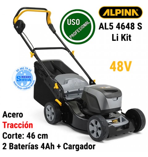 Cortacésped Alpina 48V 46cm con Tracción 2Bat 4,0Ah AL5 4648 S Li Kit 2L0486004/A21