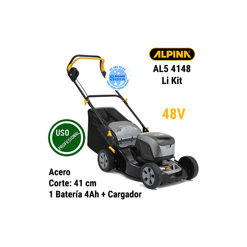 Cortacésped Alpina 48V 41cm Acero 1Bat 4,0Ah AL5 4148 Li Kit 2L0431004/A21