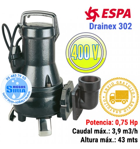 Bomba Sumergible Achique Aguas Sucias Drainex 302T 96702