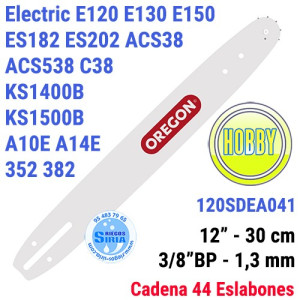 Espada Oregon 120SDEA041 3/8"BP 1,3mm 30cm Alpina Electric E120 E130 E150 ES182 ES202 ACS38 ACS538 C38 KS1400B KS1500B 120596