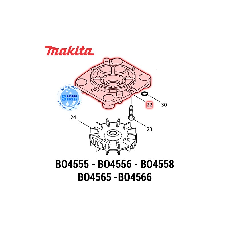 Caja Rodamiento Original Makita BO4555, BO4556, BO4558, BO4565, BO4566 450070-3