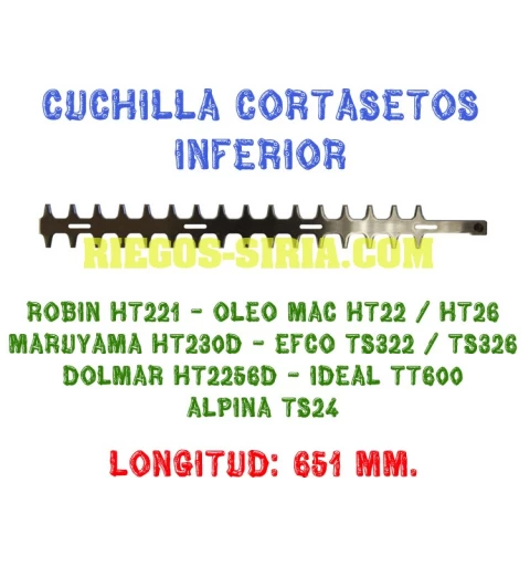 Cuchilla inferior cortasetos Robin Oleo Mac Alpina 140004