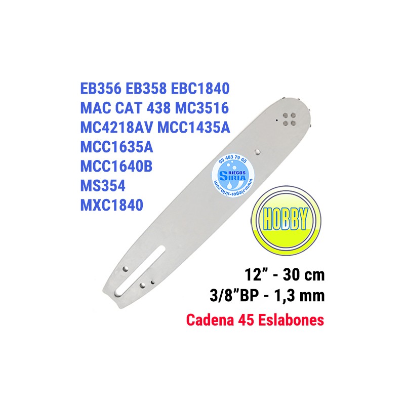 Espada Hobby 3/8"BP 1,3mm 30cm adap EB356 EB358 EBC1840DK MC3516 MC4218AV MCC1435A MCC1635A MCC1840B MS354 MXC1840D Mac Cat 4...
