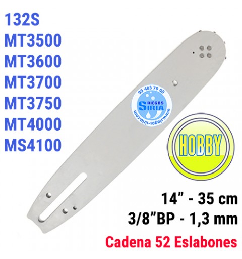 Espada Hobby 3/8"BP 1,3mm 35cm adap 132S MT3500 MT3600 MT3700 MT3750 MT4000 MT4100SP 120045