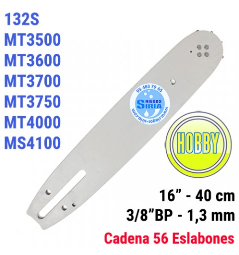 Espada Hobby 3/8"BP 1,3mm 40cm adap 132S MT3500 MT3600 MT3700 MT3750 MT4000 MT4100SP 120046
