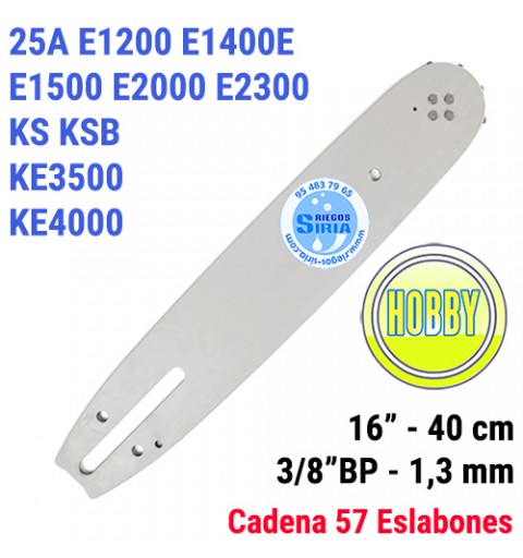 Espada Hobby 3/8"BP 1,3mm 40cm adap 25A E1200 E1400E E1500 E2000 E2300 KS KSB KE3500 KE4000 120046