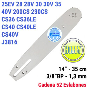Espada Hobby 3/8" BP 1,3mm 35cm adap 25EV 28 30 35 40V 200CS 230CS CS36 CS40 J3816 120045