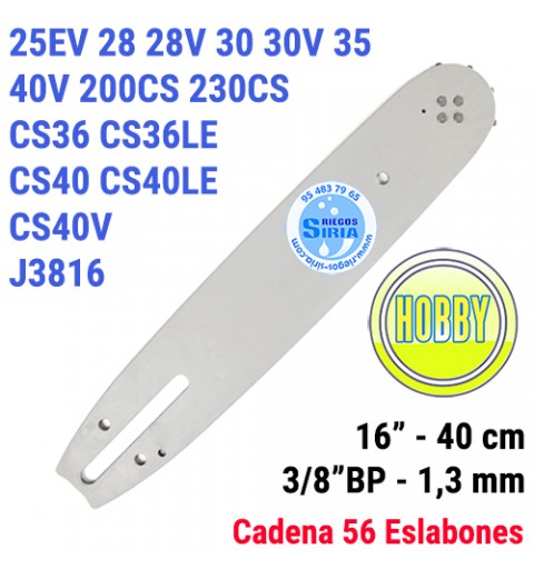 Espada Hobby 3/8"BP 1,3mm 40cm adap 25EV 28 30 35 40V 200CS 230CS CS36 CS40 J3816 120046
