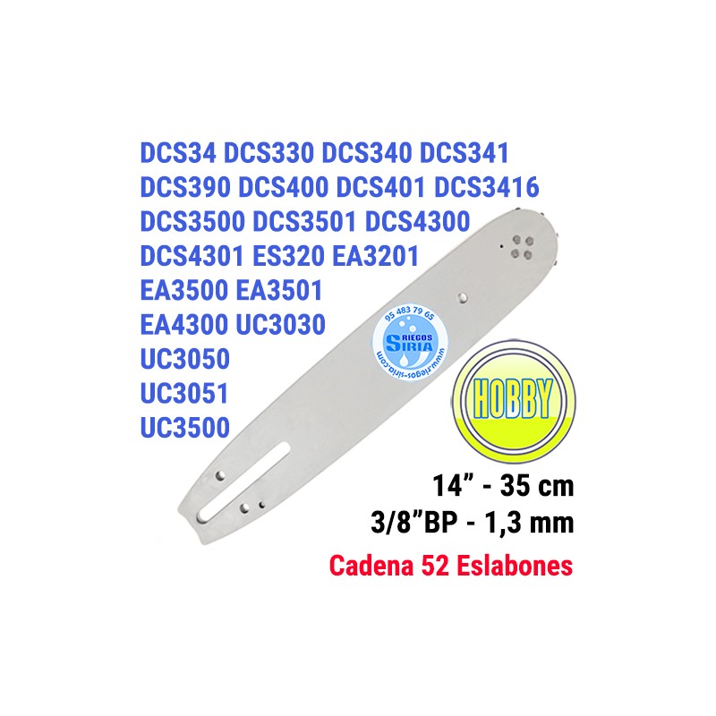 Espada Hobby 3/8"BP 1,3mm 35cm adap DCS34 DCS330 DCS340 DCS341 DCS390 DCS400 DCS401 DCS3416 DCS3500 DCS3501 DCS4300 DCS4301 1...