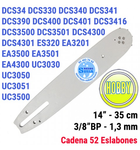 Espada Hobby 3/8"BP 1,3mm 35cm adap DCS34 DCS330 DCS340 DCS341 DCS390 DCS400 DCS401 DCS3416 DCS3500 DCS3501 DCS4300 DCS4301 1...