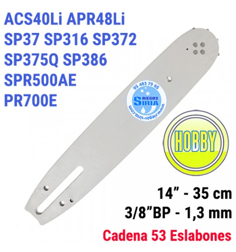 Espada Hobby 3/8"BP 1,3mm 35cm adap ACS40Li APR48Li SP37 SP316 SP372 SP375Q SP386 SPR500AE PR700E 120045