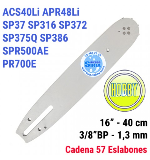 Espada Hobby 3/8"BP 1,3mm 40cm adap ACS40Li APR48Li SP37 SP316 SP372 SP375Q SP386 SPR500AE PR700E 120046
