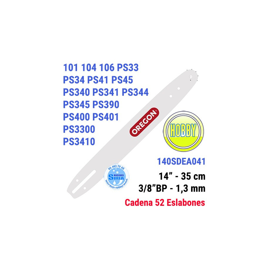 Espada Oregon 140SDEA041 3/8"BP 1,3mm 35cm Dolmar PS33 PS34 PS41 PS45 PS340 PS341 PS344 PS345 PS390 PS400 PS3300 PS3410 120597