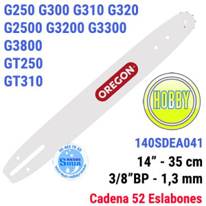 Espada Oregon 140SDEA041 3/8"BP 1,3mm 35cm Zenoah G250 G300 G310 G320 G2500 G3200 G3300 G3800 GT250 GT310 120597