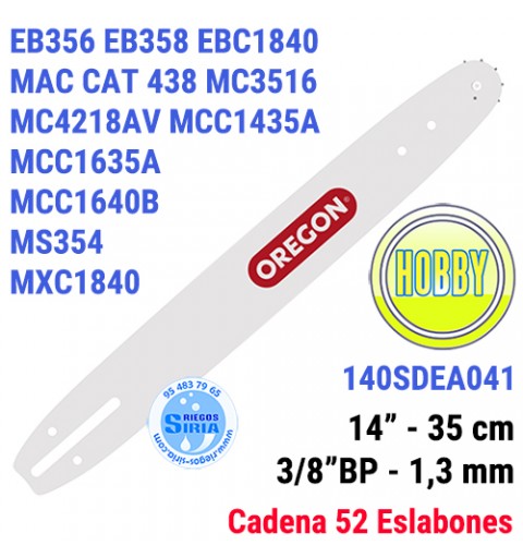 Espada Oregon 140SDEA041 3/8"BP 1,3mm 35cm Mc Culloch EB356 EB358 EBC1840DK MC3516 MC4218 MCC1435 MCC1635 MCC1840 MS354 MXC18...
