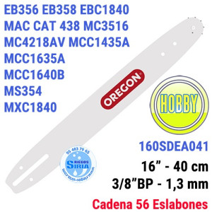 Espada Oregon 160SDEA041 3/8"BP 1,3mm 40cm Mc Culloch EB356 EB358 EBC1840DK MC3516 MC4218 MCC1435 MCC1635 MCC1840 MS354 MXC18...