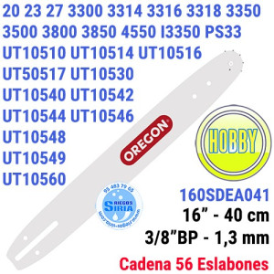 Espada Oregon 160SDEA041 3/8"BP 1,3mm 40cm Homelite 20 23 27 3300 3314 3316 3318 3350 3550 3800 3850 4500 4550 PS33 120598