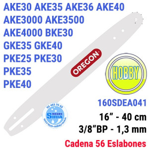 Espada Oregon 160SDEA041 3/8"BP 1,3mm 40cm Bosch AKE30 AKE35 AKE36 AKE40 AKE3000 AKE3500 AKE4000 BKE30 GKE35 GKE40 PKE25 120598