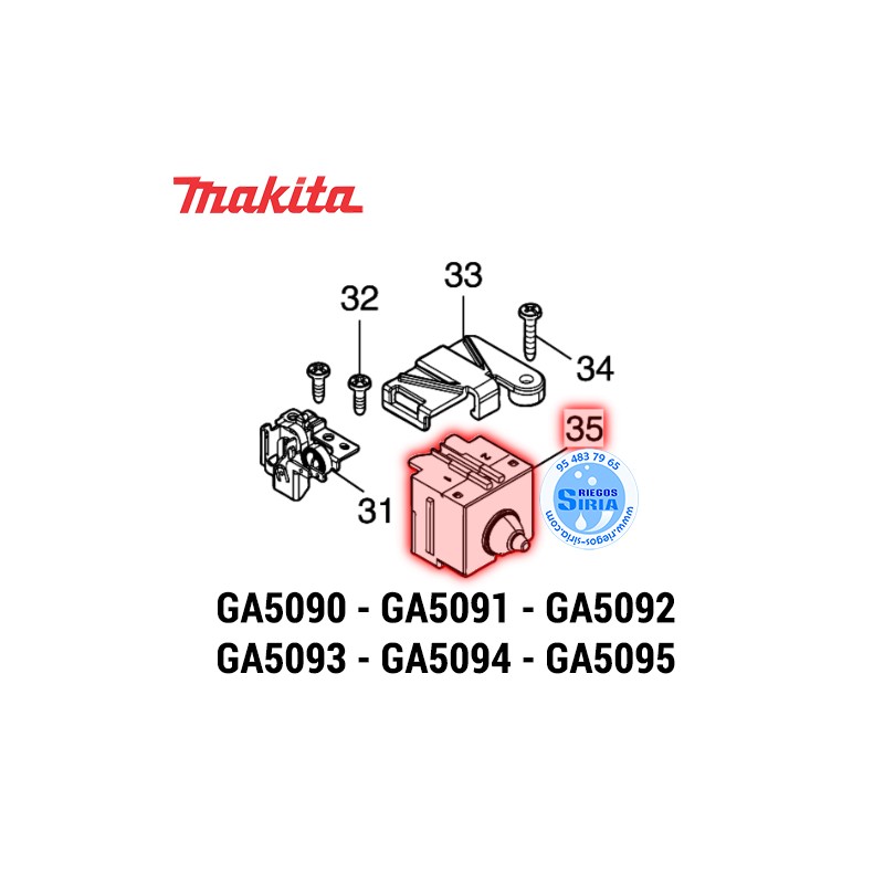 Interruptor FPC-2115T-0-02 Original Makita GA5090 GA5091 GA5092 GA5093 GA5094 GA5095 650028-4