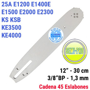Espada SemiPro 3/8" BP 1,3mm 30cm adap 25A E1200 E1400E E1500 E2000 E2300 KS KSB KE3500 KE4000 120783
