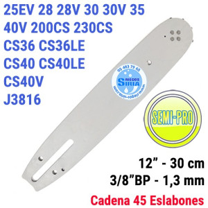 Espada SemiPro 3/8" BP 1,3mm 30cm adap 25EV 28 30 35 40V 200CS 230CS CS36 CS40 J3816 120783