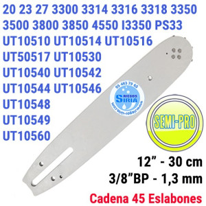 Espada SemiPro 3/8"BP 1,3mm 30cm adap 20 23 27 3300 3314 3316 3318 3350 3550 3800 3850 4500 4550 PS33 UT10510 UT10514 UT10516...