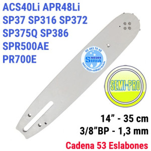 Espada SemiPro 3/8" BP 1,3mm 35cm adap ACS40Li APR48Li SP37 SP316 SP372 SP375Q SP386 SPR500AE PR700E 120594